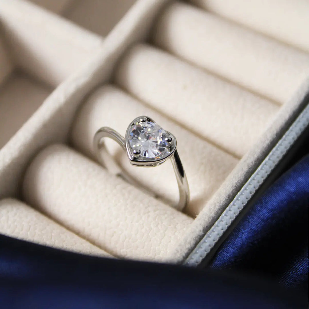 Minimal Heart Silver Band - Salty Accessories