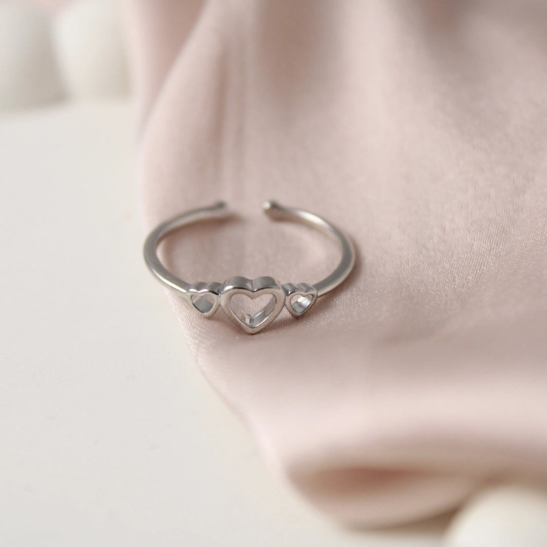 Heart In Heart Silver Band - Salty Accessories