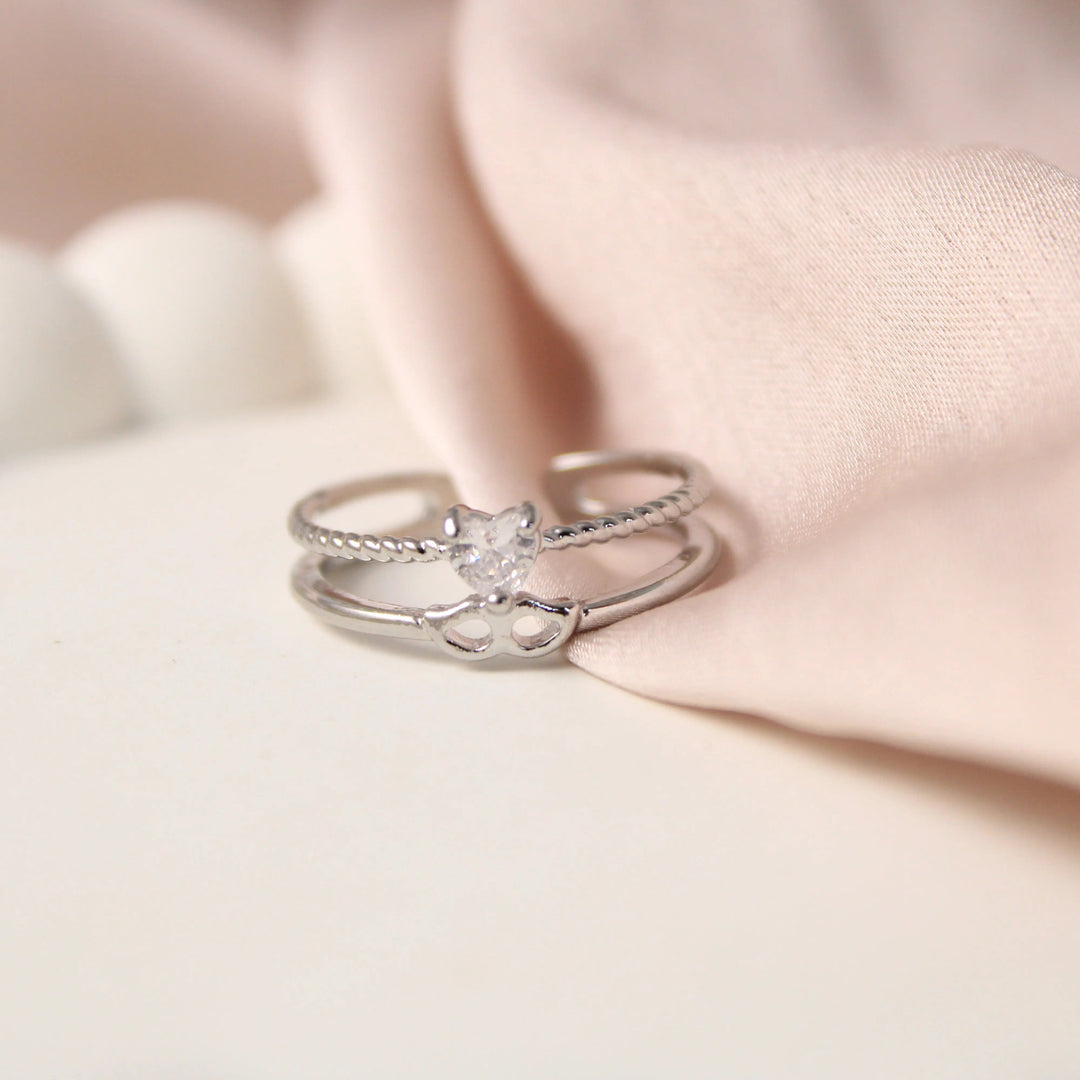 Stacked Silver Diamond Ring - Salty Accessories