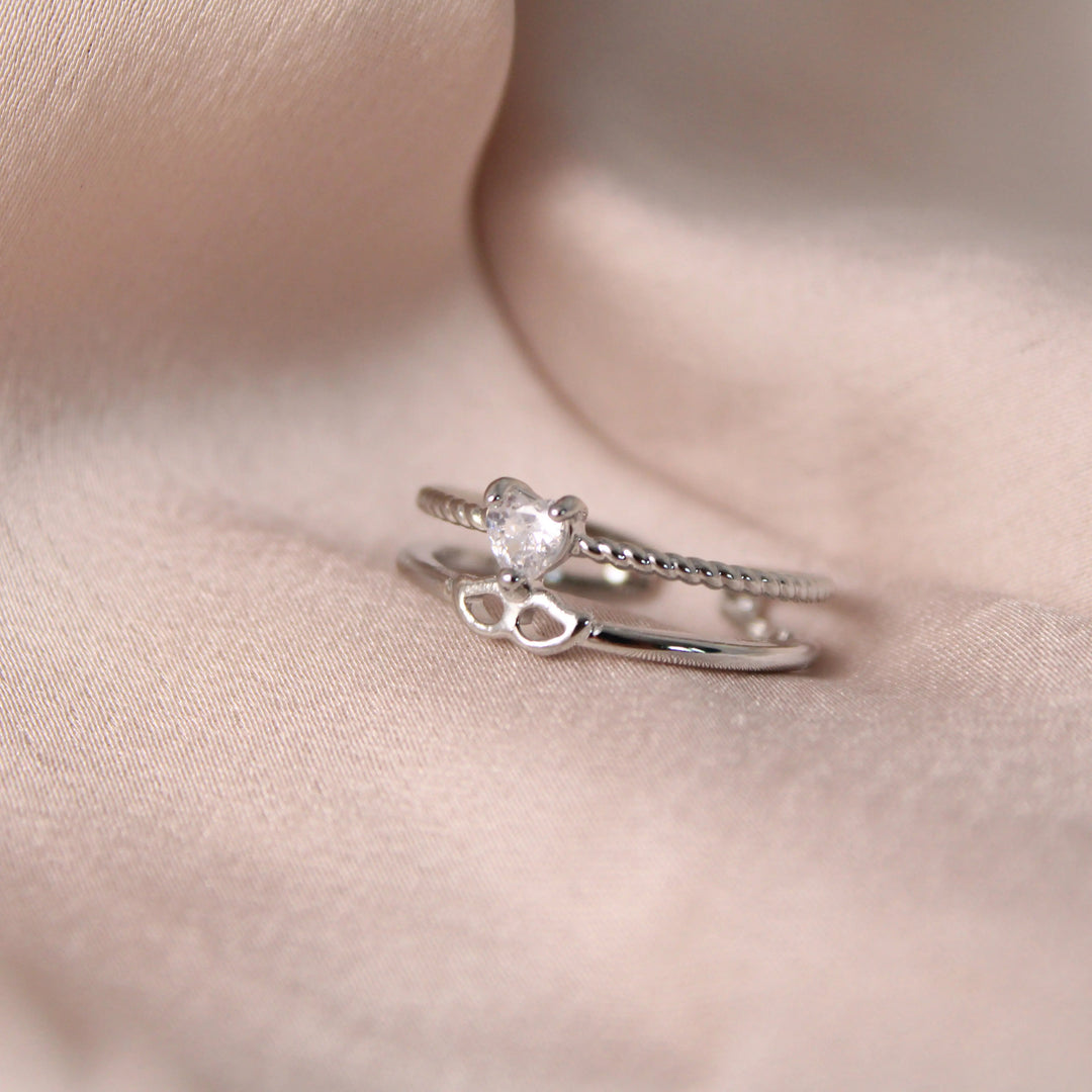 Stacked Silver Diamond Ring - Salty Accessories