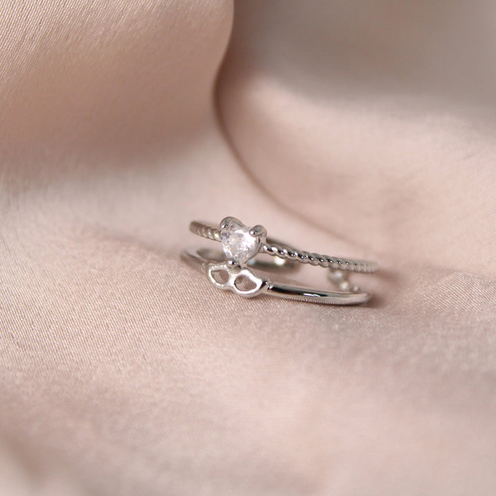 Stacked Silver Diamond Ring - Salty Accessories