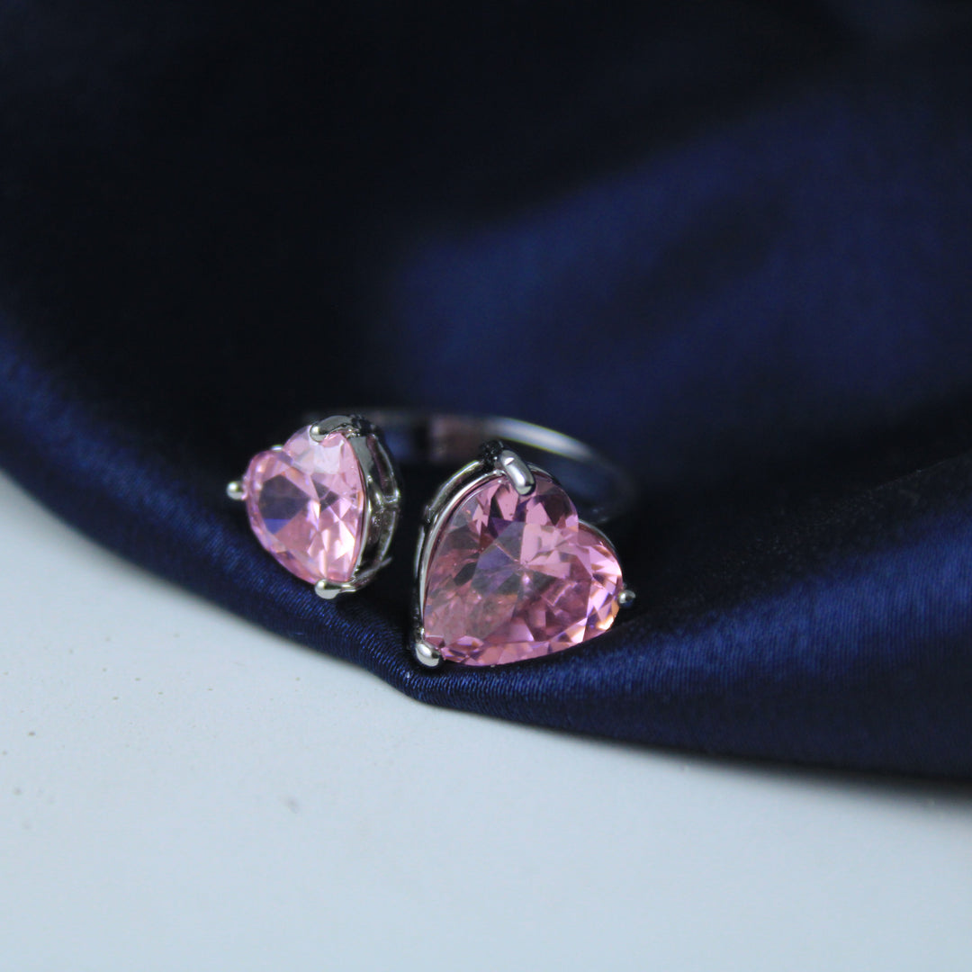 Kylie Pink Double Heart Ring - Salty Accessories