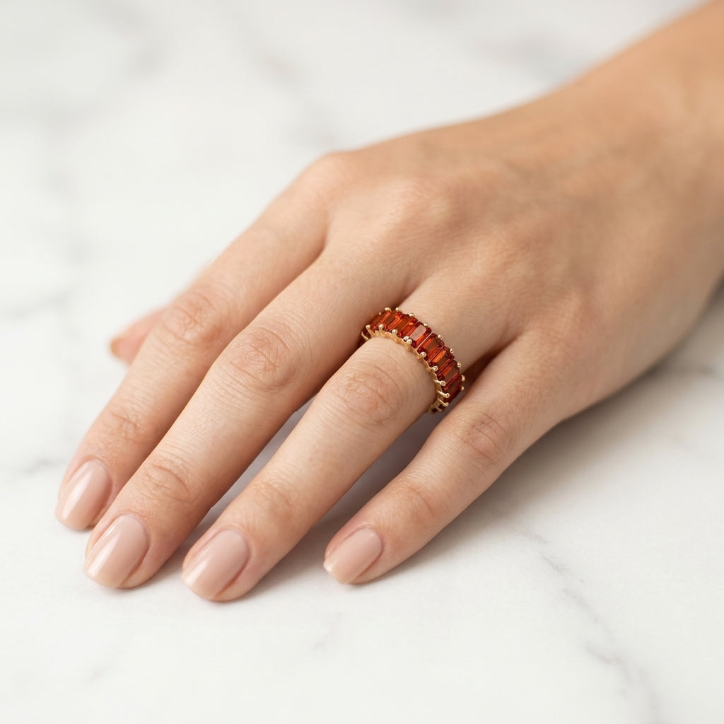 Garnet Glow Tennis Ring