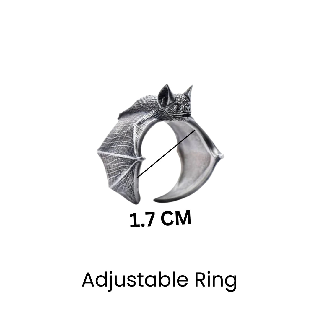 Spooky Bat Silver Ring