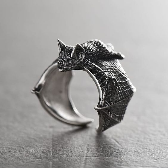 Spooky Bat Silver Ring