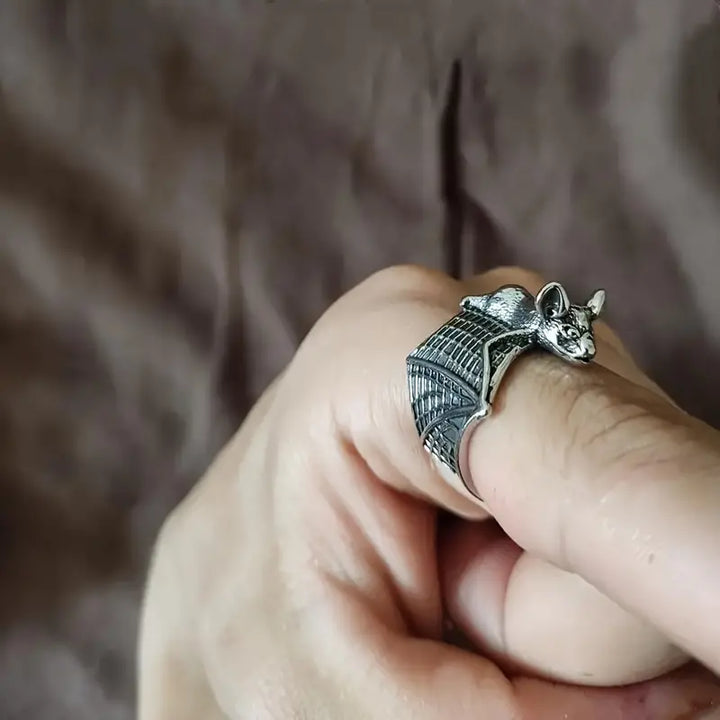 Spooky Bat Silver Ring