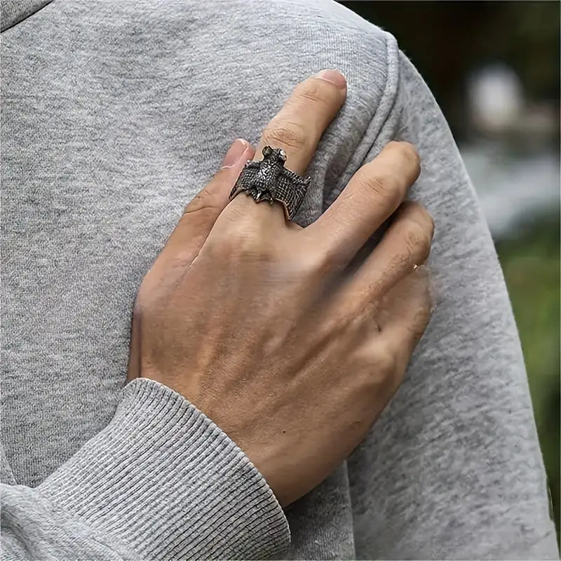 Spooky Bat Silver Ring