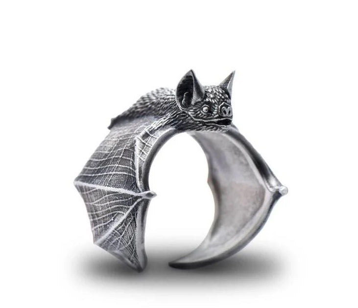 Spooky Bat Silver Ring