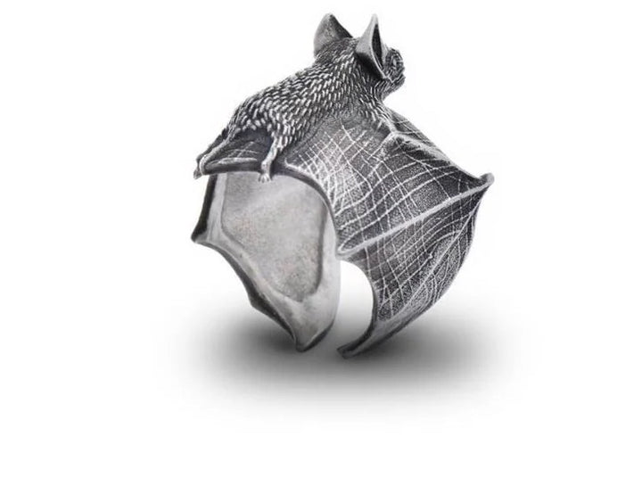 Spooky Bat Silver Ring