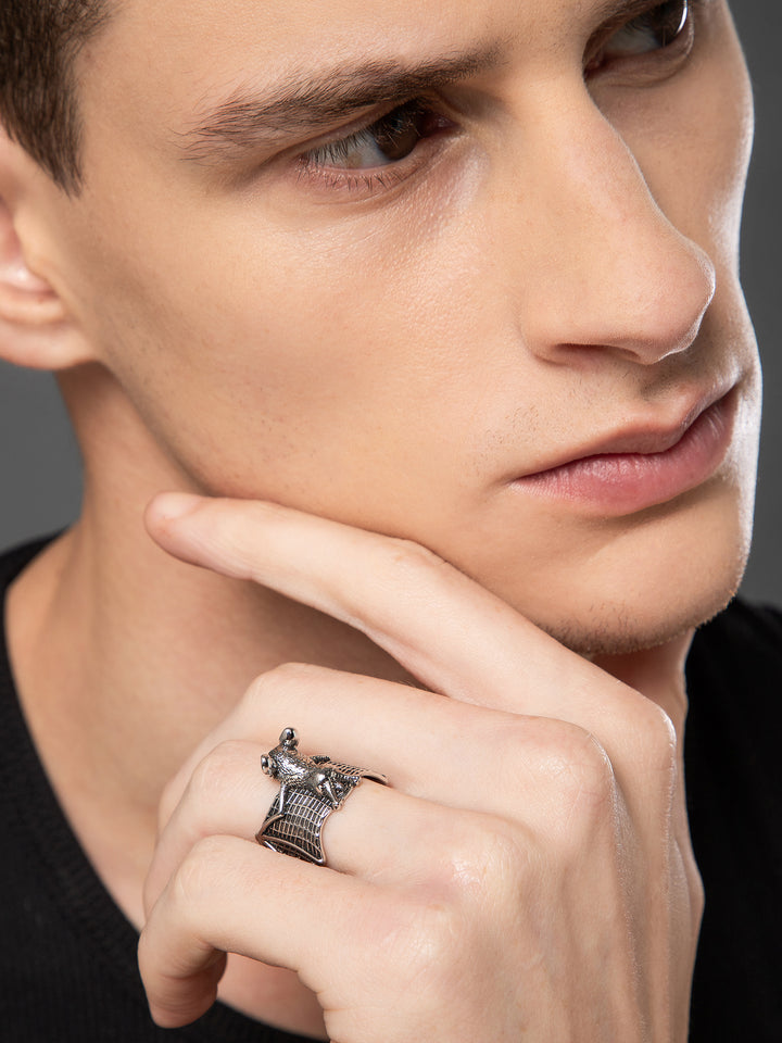 Spooky Bat Silver Ring