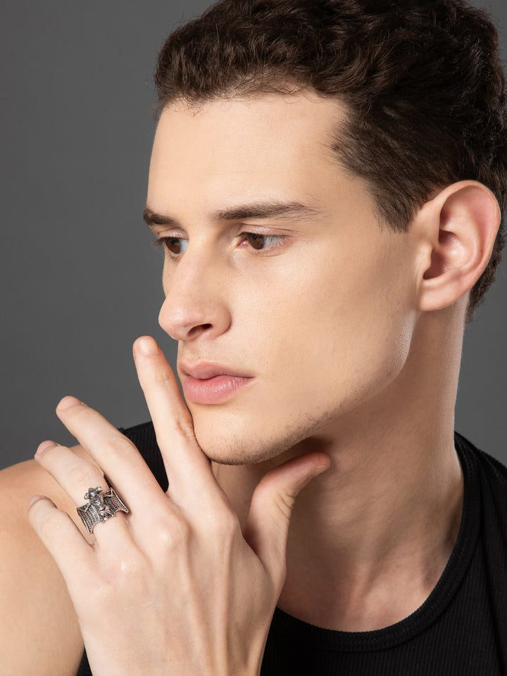 Spooky Bat Silver Ring