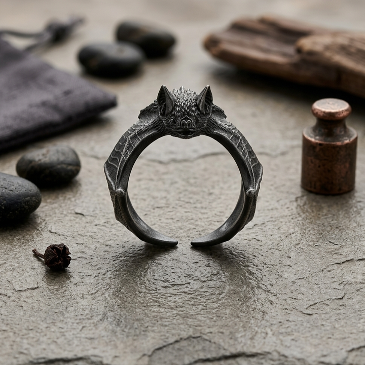 Spooky Bat Black Ring