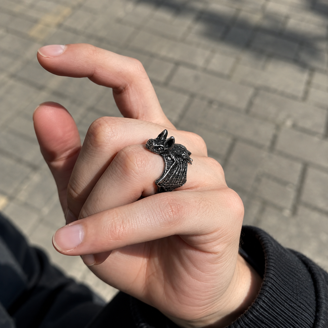Spooky Bat Black Ring
