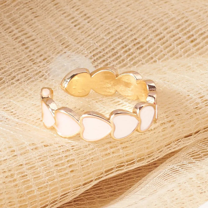 Mocha Me Hearts Ring - White - Salty Accessories