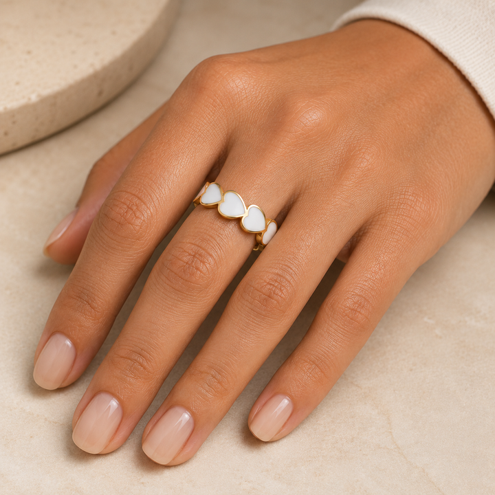 Mocha Me Hearts Ring - White