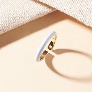 Maribel Blue Enamel Crystal Gold Ring