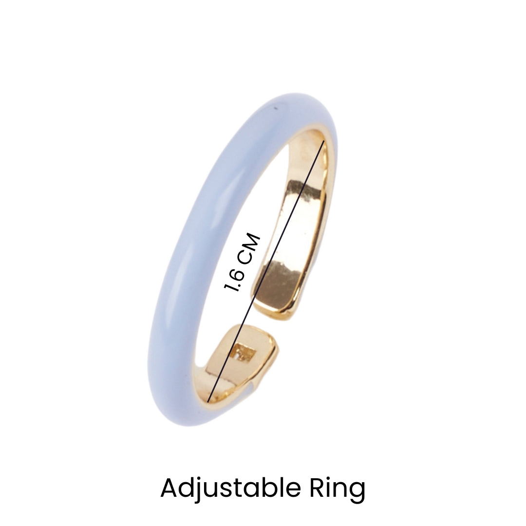 Maribel Blue Enamel Crystal Gold Ring - Salty Accessories