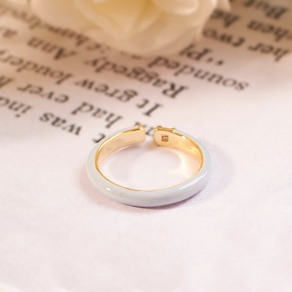 Maribel Blue Enamel Crystal Gold Ring