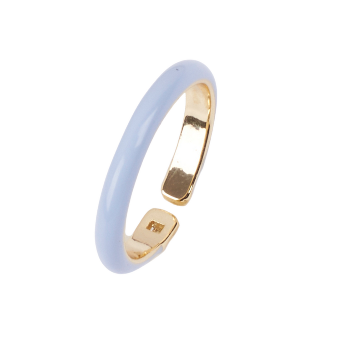 Maribel Blue Enamel Crystal Gold Ring - Salty Accessories