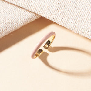 Maribel  Enamel Peach Crystal Gold Ring