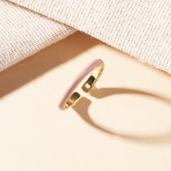 Maribel  Enamel Peach Crystal Gold Ring