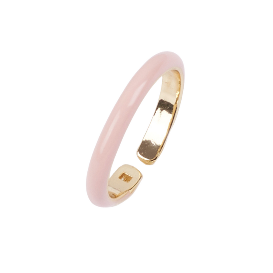 Maribel  Enamel Peach Crystal Gold Ring - Salty Accessories