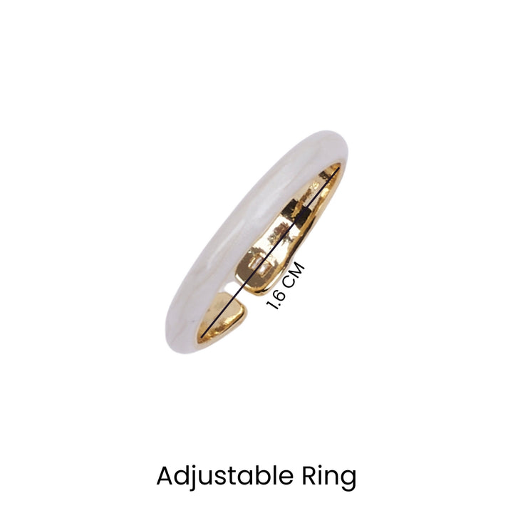 Maribel White Enamel Crystal Gold Ring - Salty Accessories