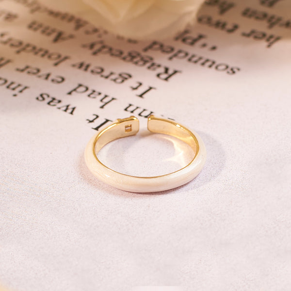 Maribel White Enamel Crystal Gold Ring