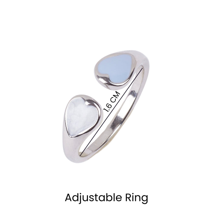 Adele Blue & White Enamel Heart Silver Ring - Salty Accessories