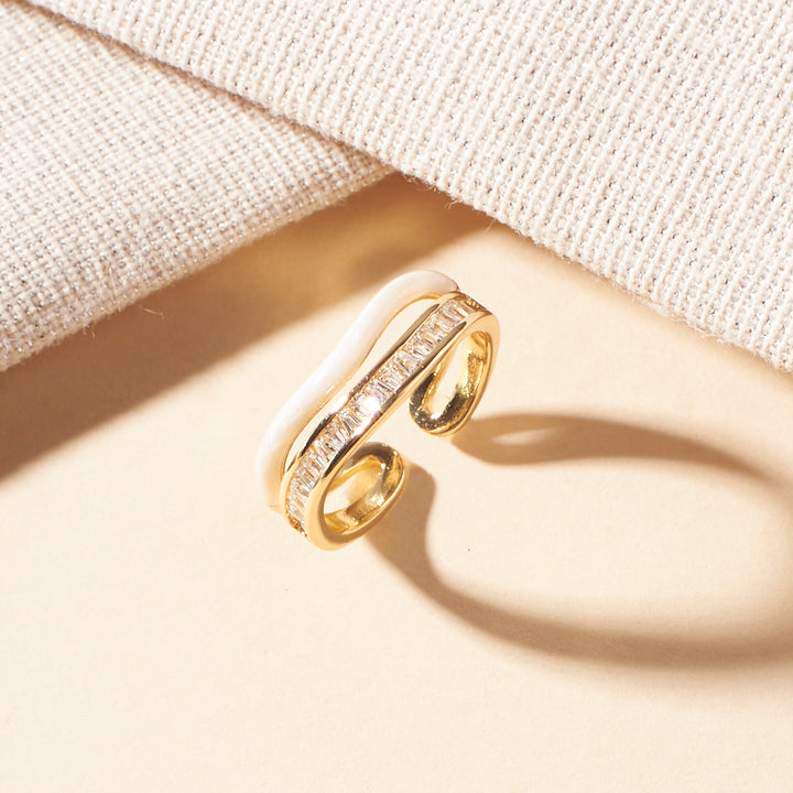 Sofia Tennis Enamel Gold Ring - Salty Accessories