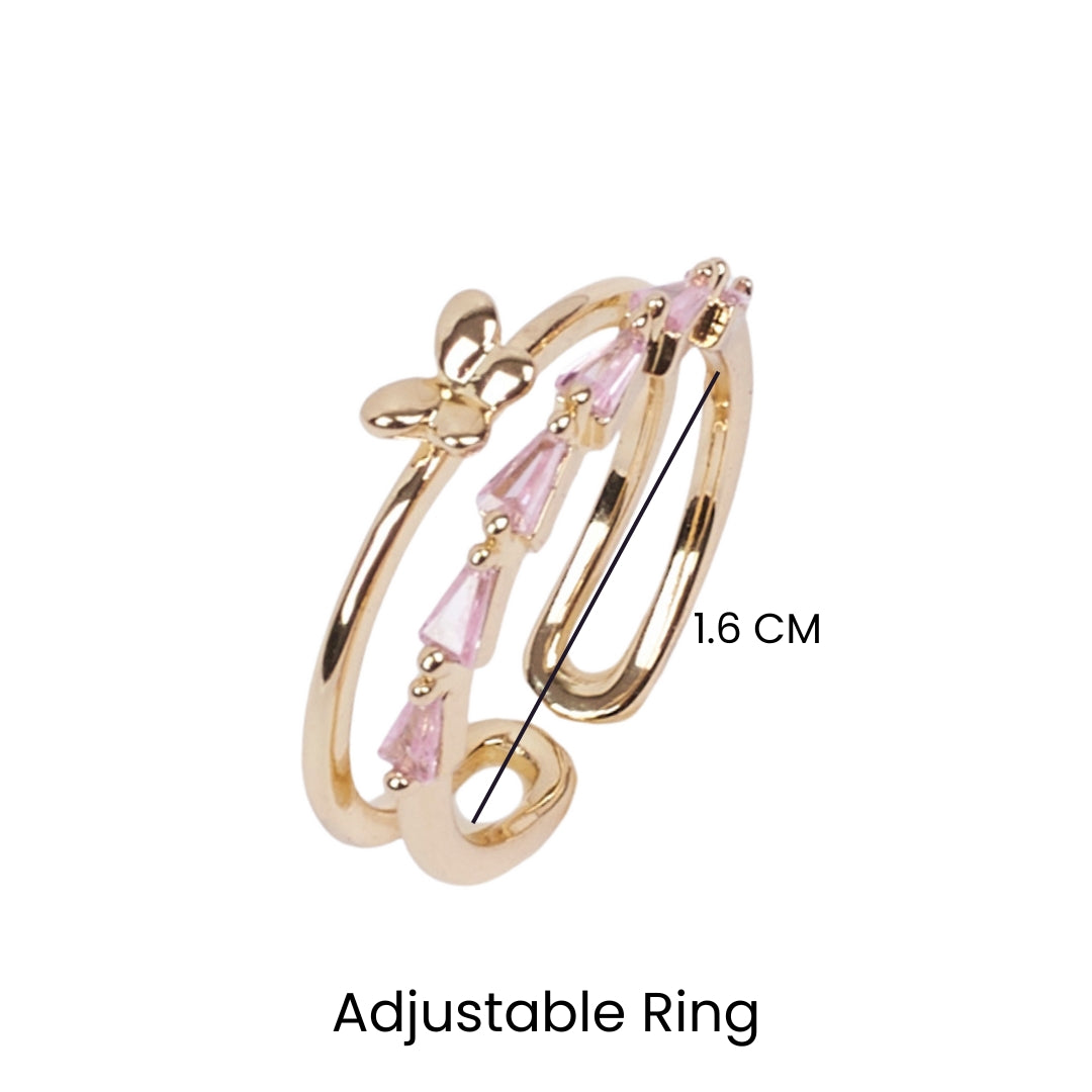 Ava Butterfly Crystal Gold Ring - Salty Accessories