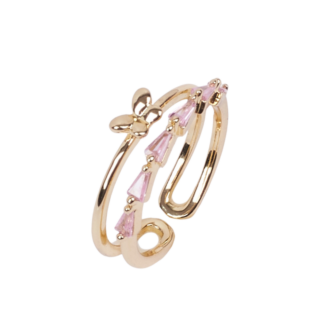 Ava Butterfly Crystal Gold Ring - Salty Accessories