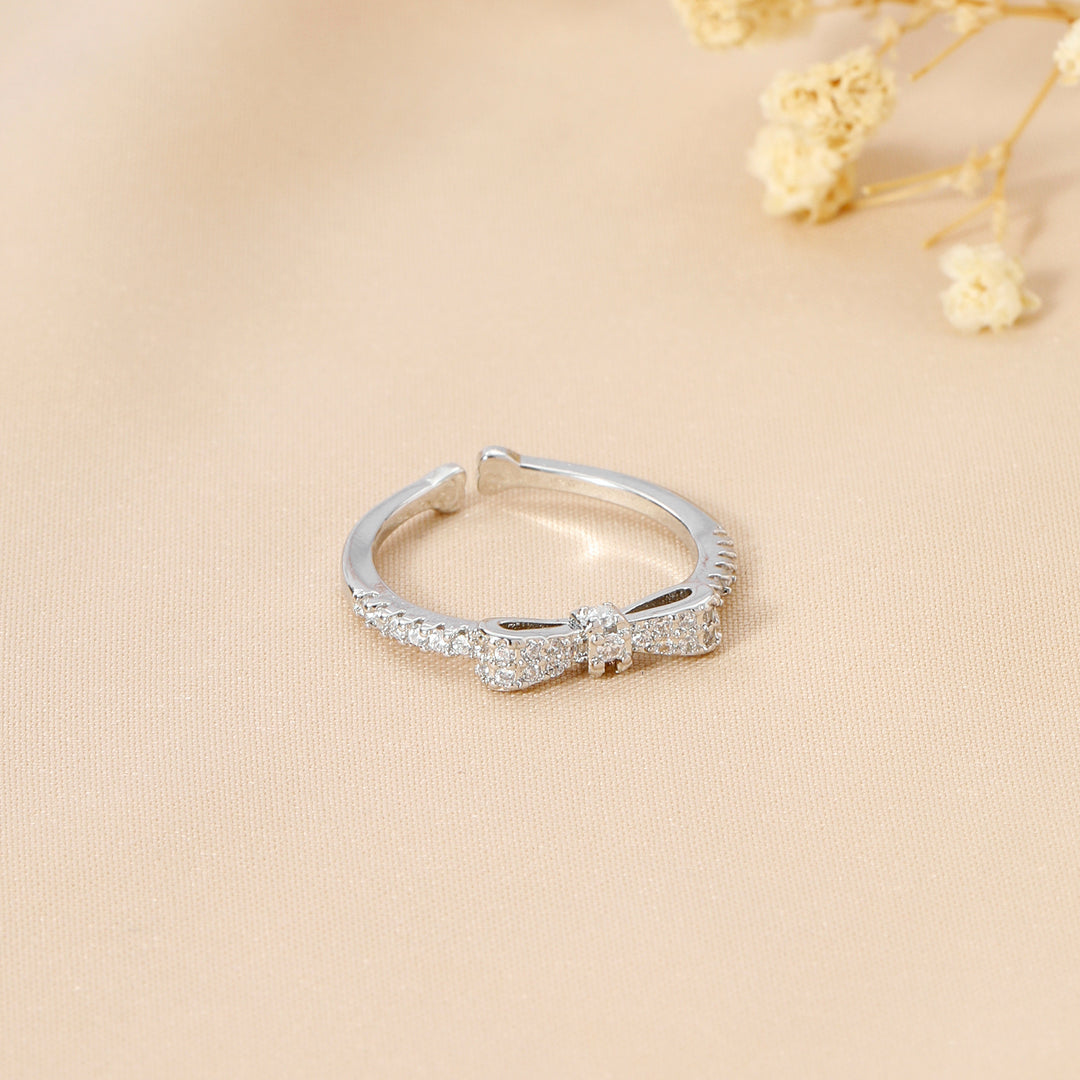 Margaret Crystal Bow Silver Ring