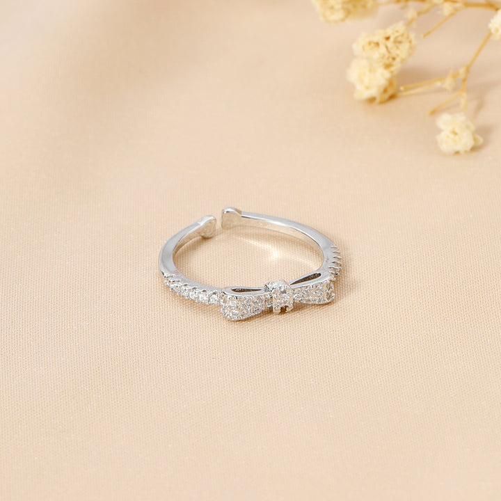 Margaret Crystal Bow Silver Ring