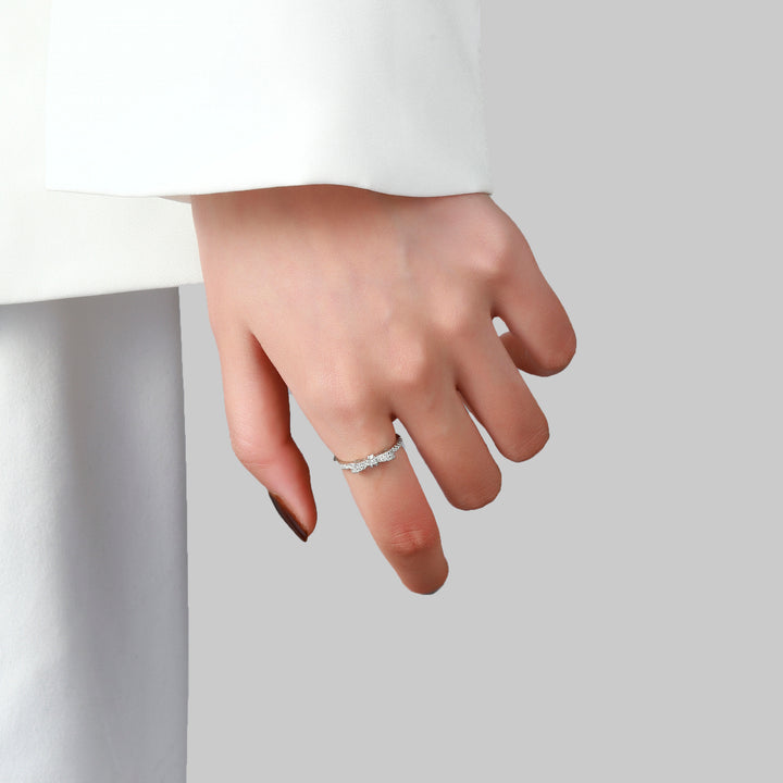 Margaret Crystal Bow Silver Ring