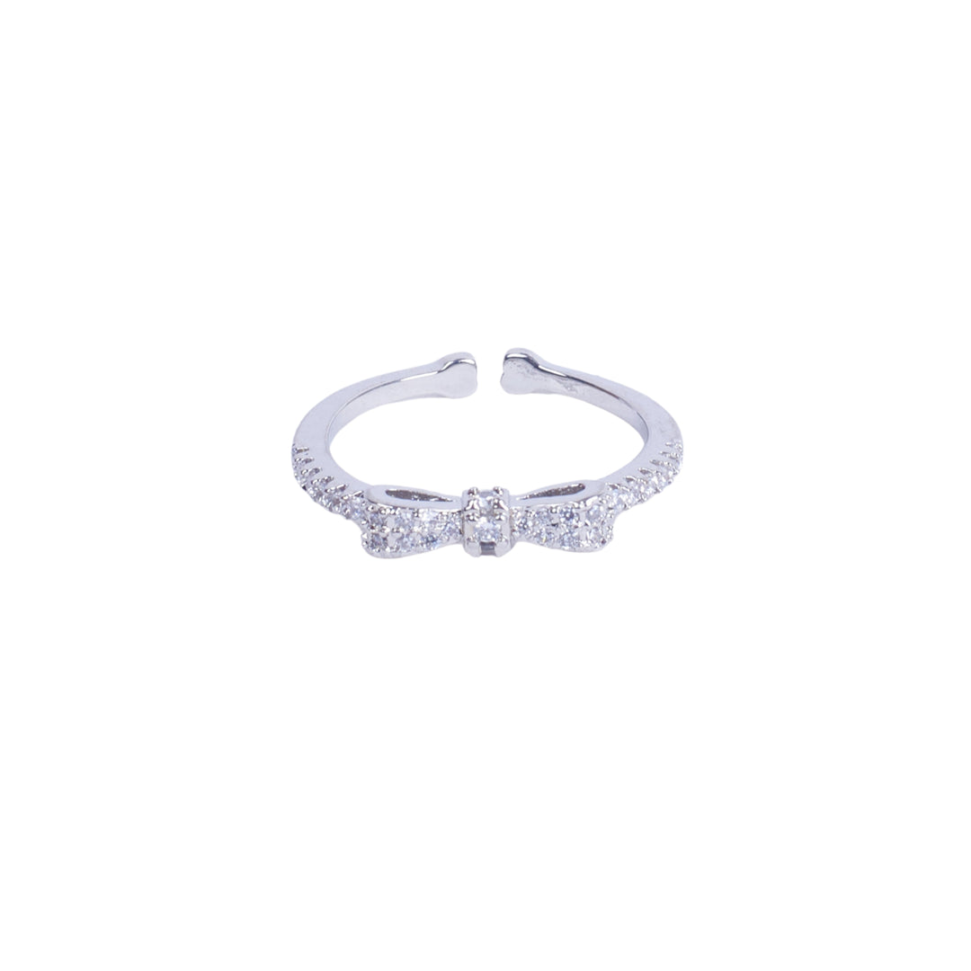 Margaret Crystal Bow Silver Ring