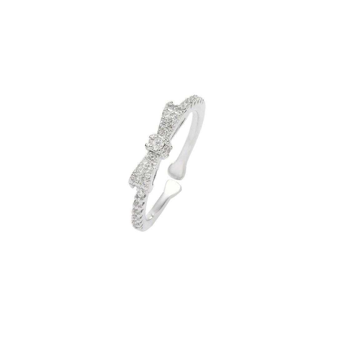 Margaret Crystal Bow Silver Ring