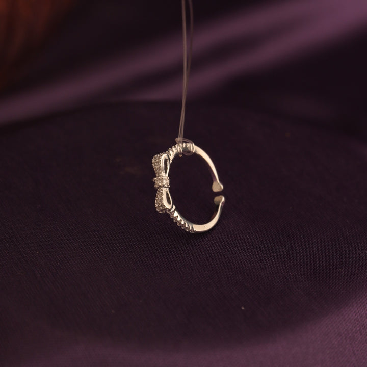 Margaret Crystal Bow Silver Ring