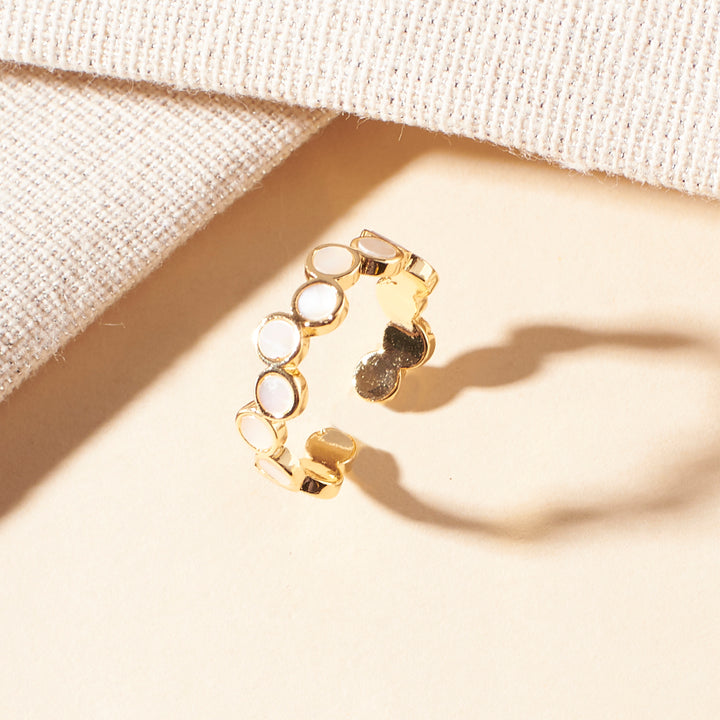 Halo Peachy Opal Gold Ring
