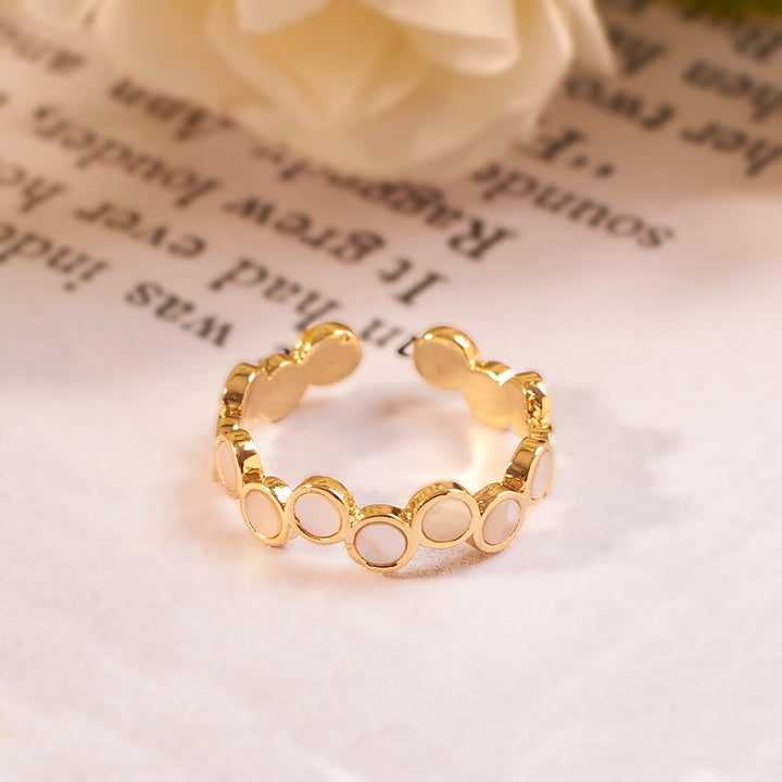 Halo Peachy Opal Gold Ring