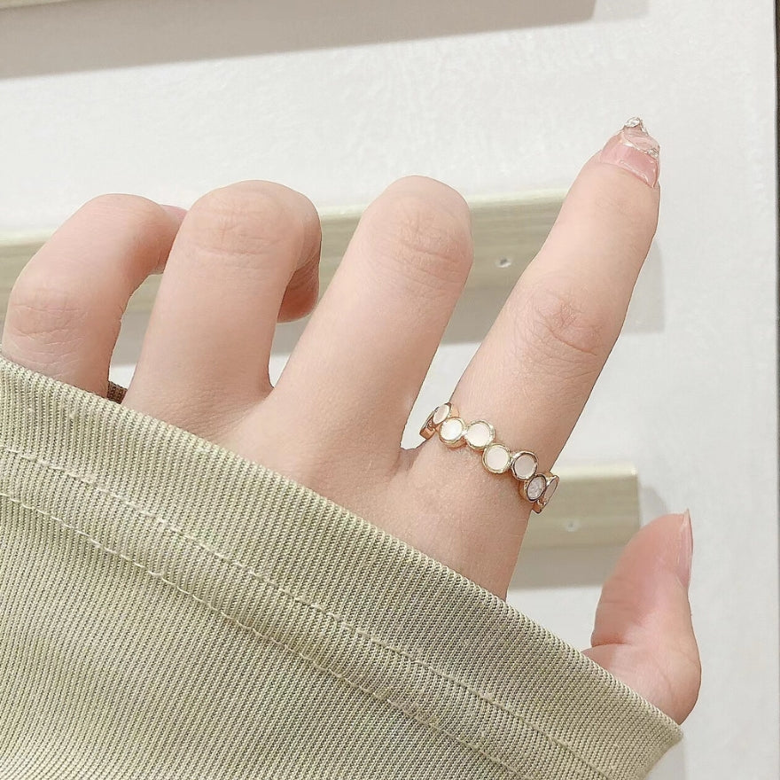 Halo Peachy Opal Gold Ring
