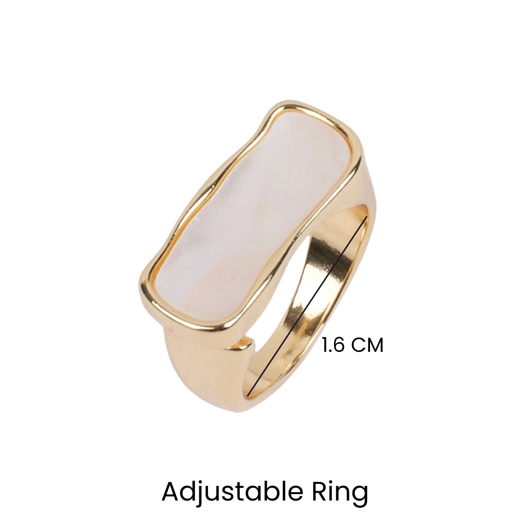 Dusk Mother Of Pearl Gold Ring - Salty Accessories