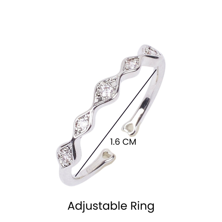 Gia Modern Crystal Silver Ring - Salty Accessories