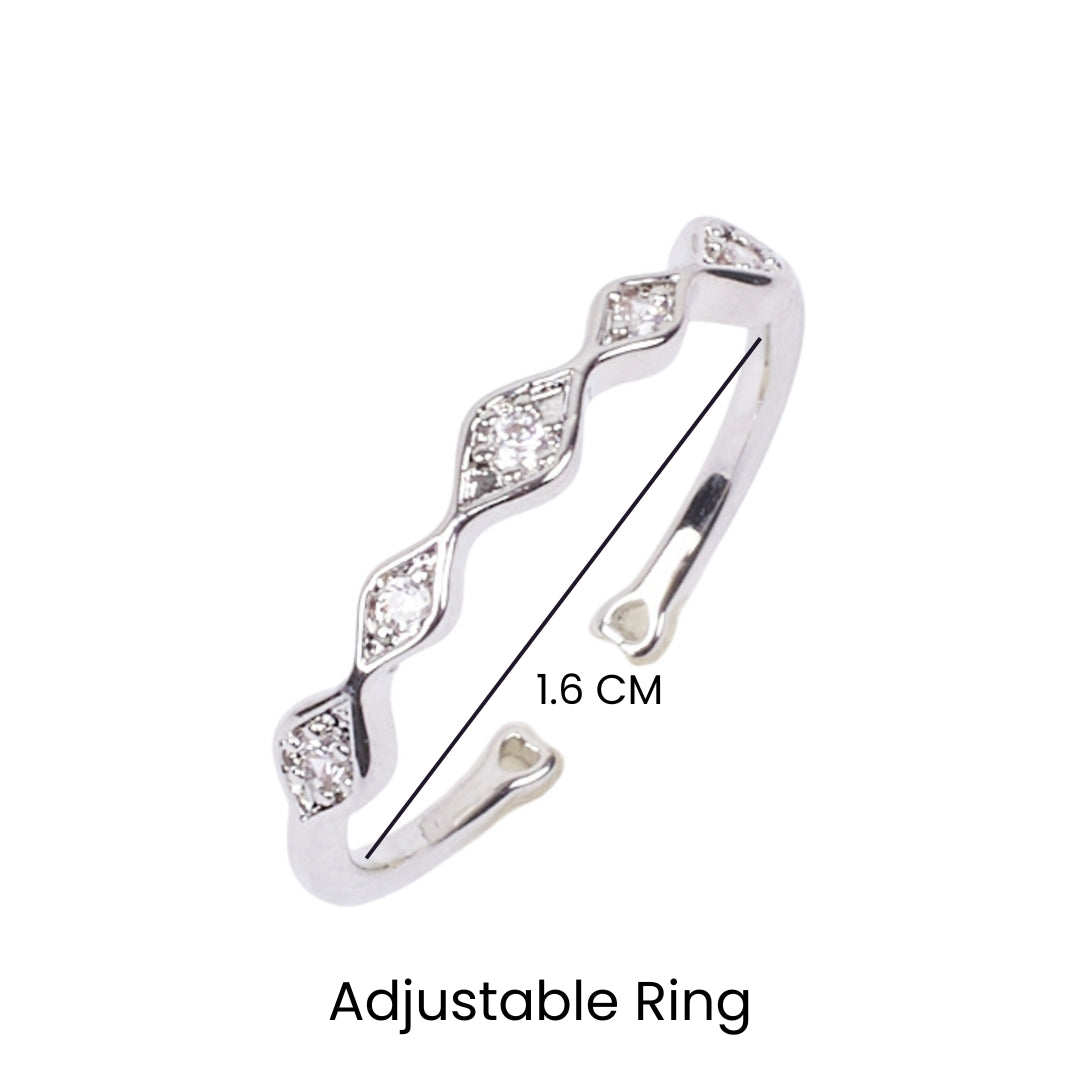 Gia Modern Crystal Silver Ring