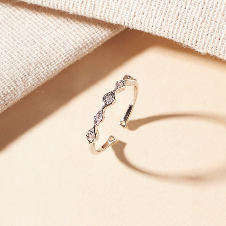 Gia Modern Crystal Silver Ring