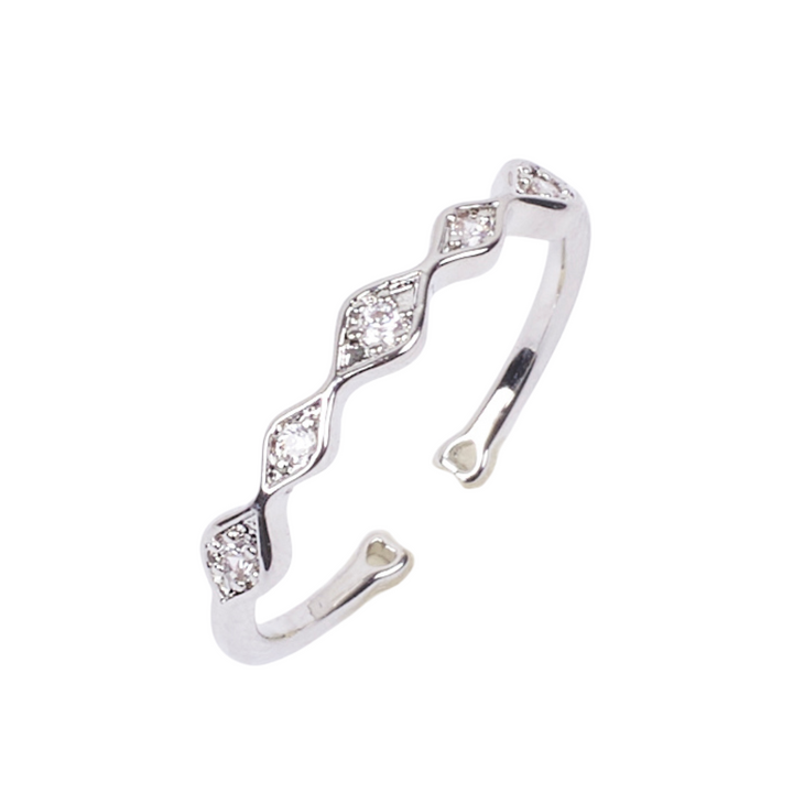 Gia Modern Crystal Silver Ring - Salty Accessories