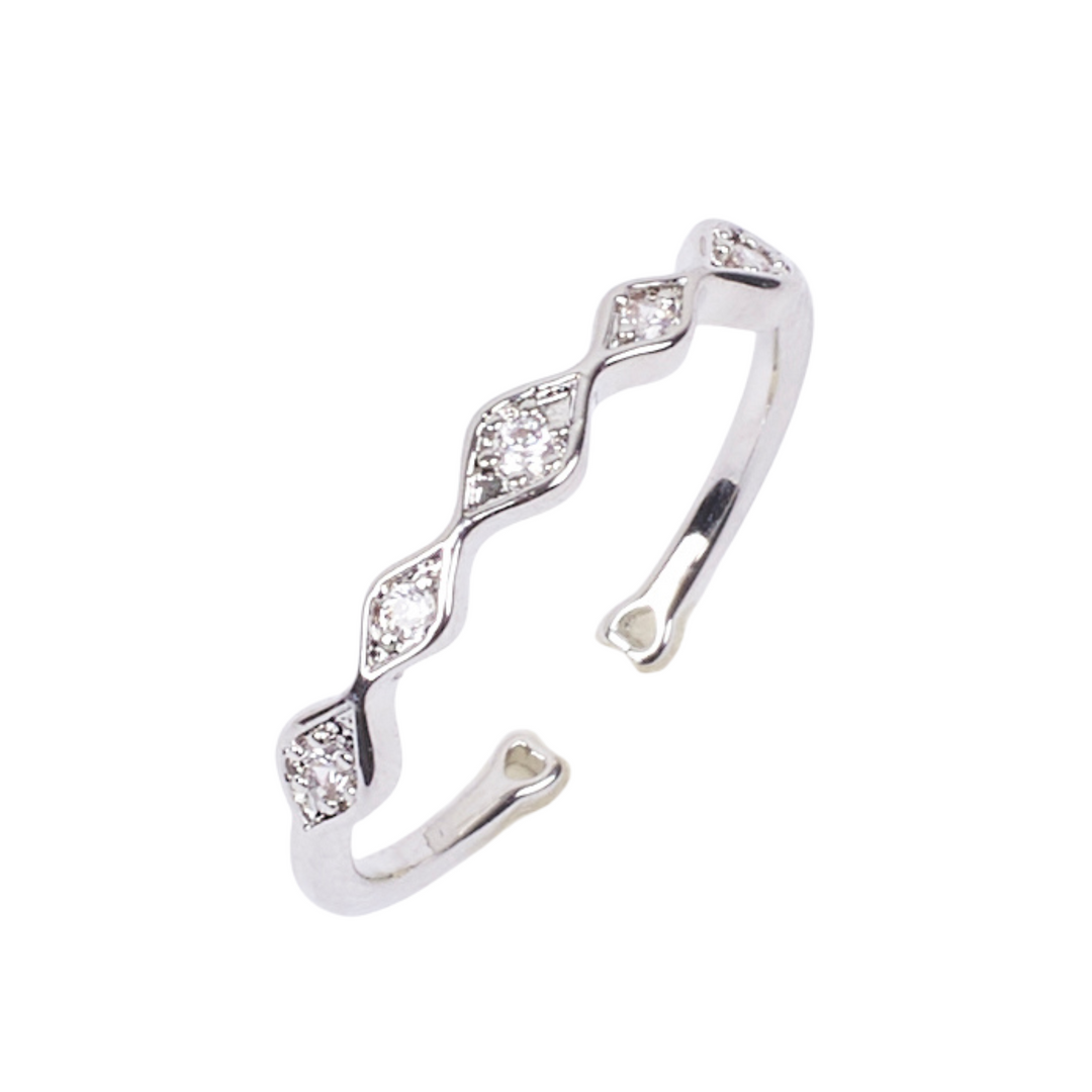 Gia Modern Crystal Silver Ring