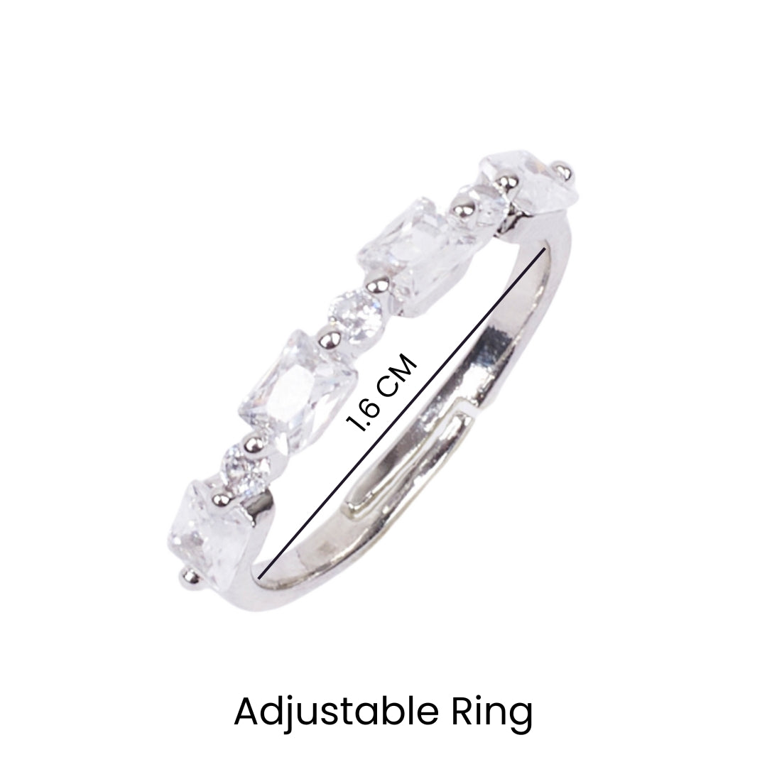 Dara Geo Crystal Silver Ring - Salty Accessories