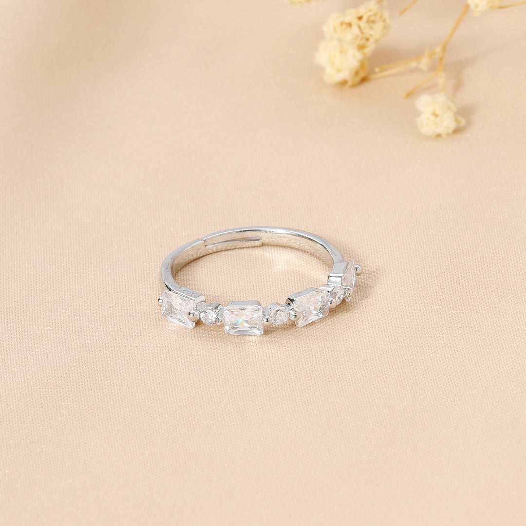 Dara Geo Crystal Silver Ring