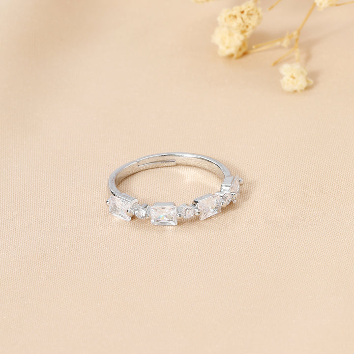 Dara Geo Crystal Silver Ring